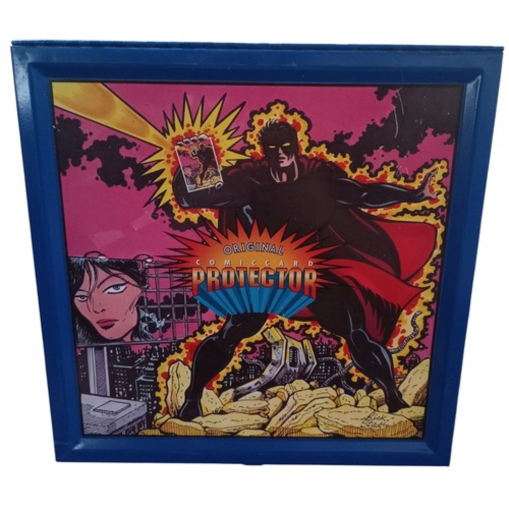 Vintage Metal Comic Card Protector Tin Metal Storage Superhero Rick Stasi Art